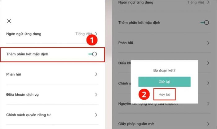 Bỏ thêm phần kết mặc định khi tạo video