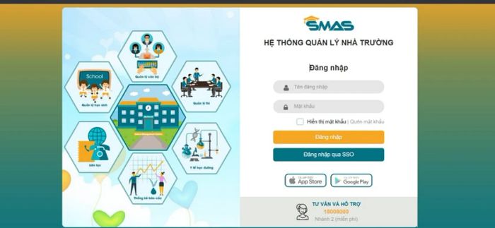 Đăng nhập SMAS vào hệ thống trường học