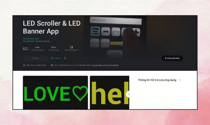 Ứng dụng chạy chữ LED trên điện thoại mang tên LED Scroller.