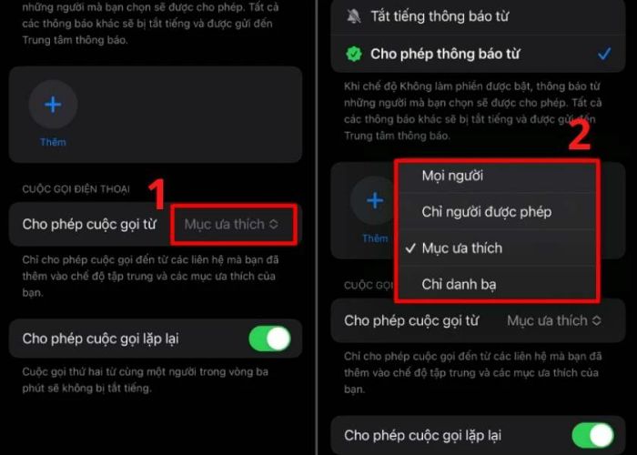 tùy chỉnh chế độ không làm phiền