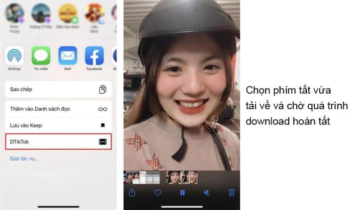 Chọn phím tắt mà bạn vừa thêm (DtikTok hoặc DdouyinDL14)