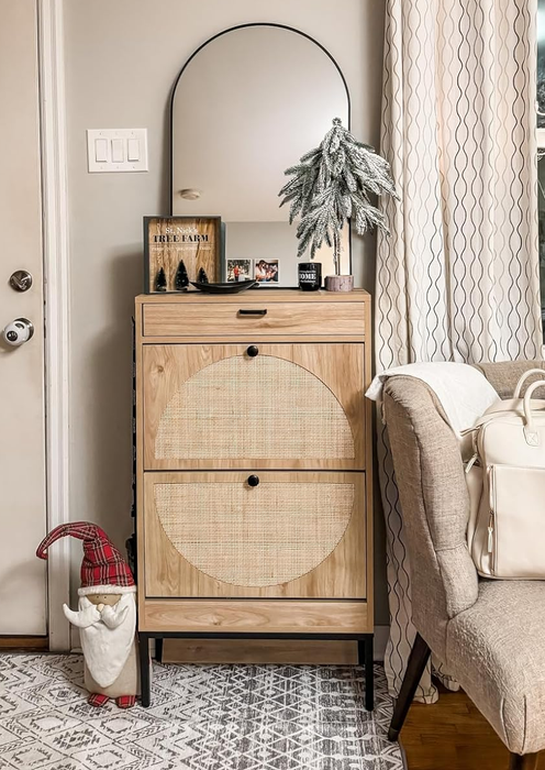 A well-organized shoe rack that maximizes space, perfect for keeping shoes neatly arranged and accessible.