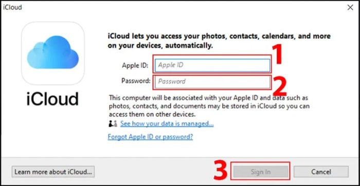 Hướng dẫn đăng nhập iCloud trên máy tính