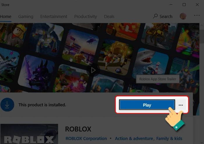 Nhấn vào ô “Play” sau khi game đã tải xong.