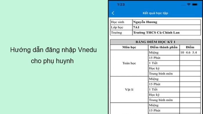 Đăng nhập vnEdu.vn dành cho phụ huynh