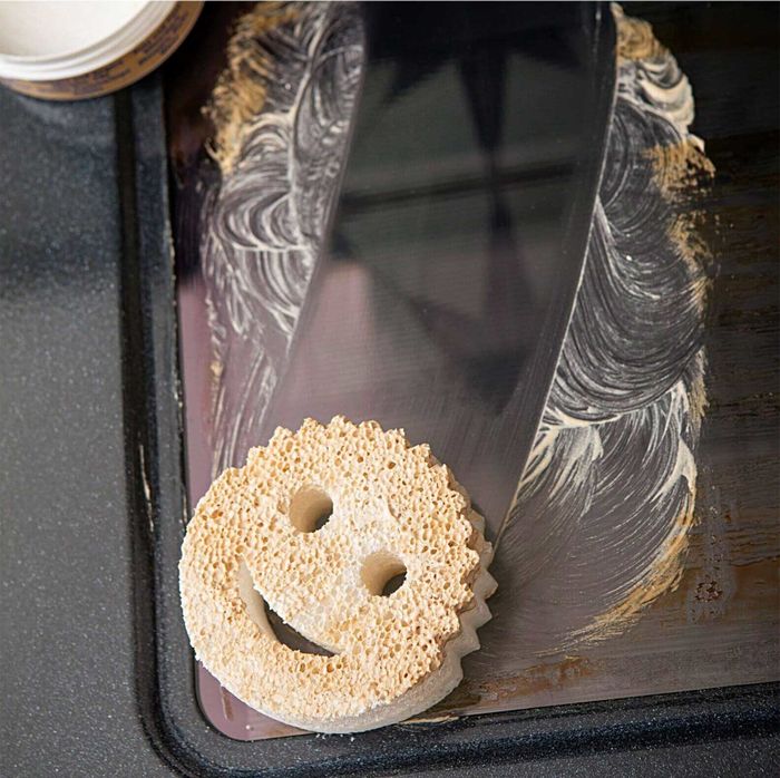 A Scrub Mommy sponge after effectively removing grease