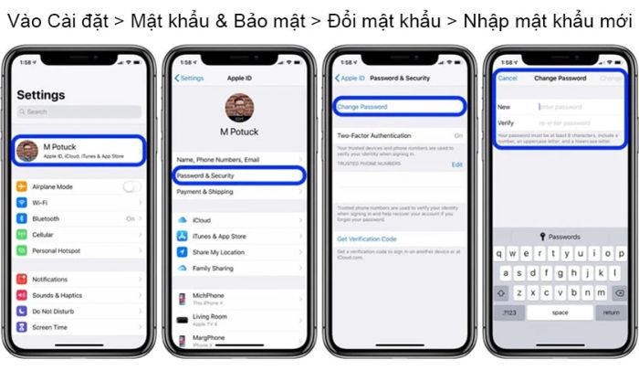 Hướng dẫn thay đổi mật khẩu Apple ID của bạn.