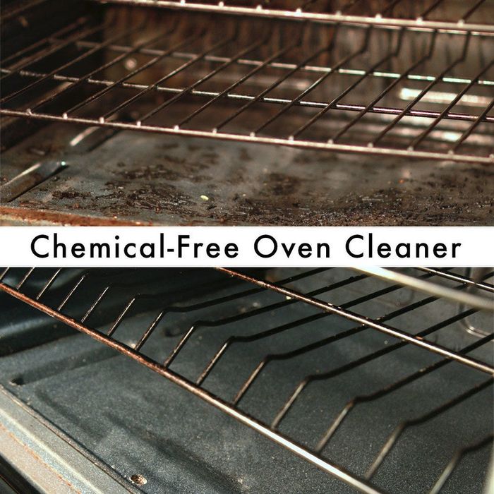 Before: a dirty oven. After: a pristine, spotless oven.