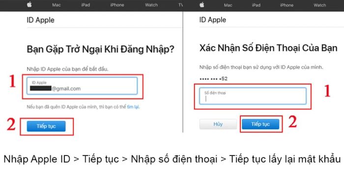 Khôi phục mật khẩu Apple ID khi bạn quên tài khoản của mình.