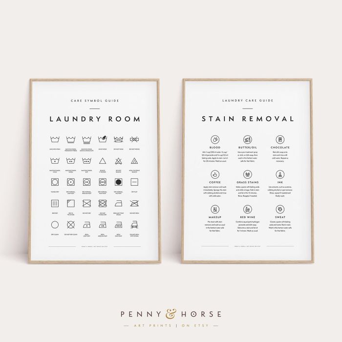 Two helpful printables: one for understanding laundry symbols, and the other for dealing with different types of stains