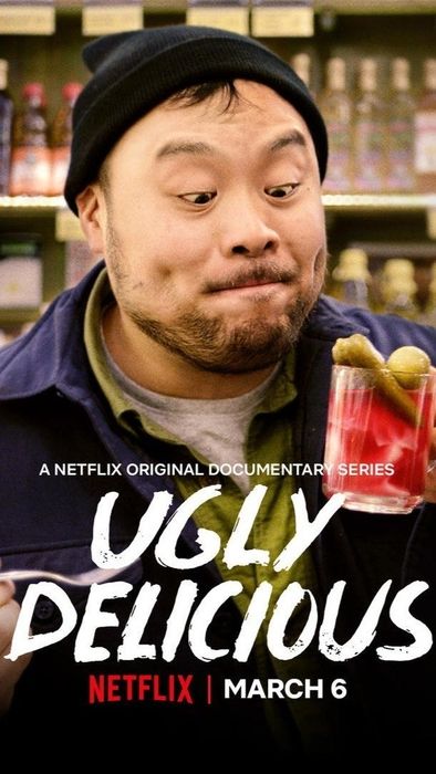 a poster featuring chef David Chang promoting Netflix's Ugly Delicious show