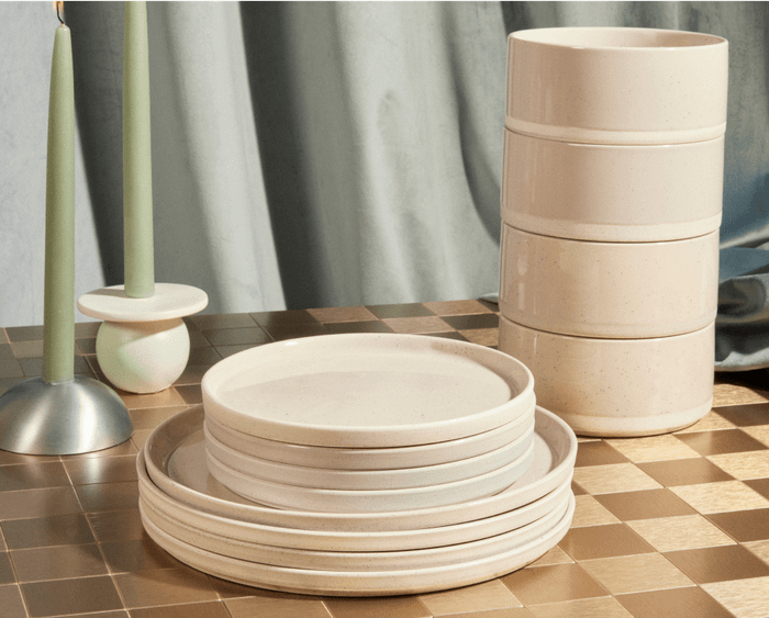 A lovely dinnerware set in soft cream, perfect for any kitchen