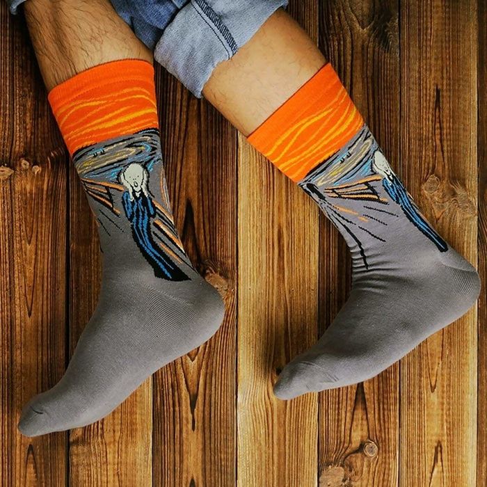 socks featuring the Scream painting design
