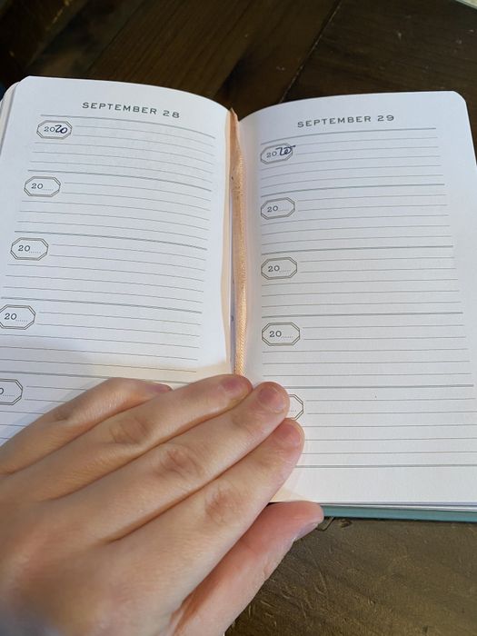 Inside, you'll find four neat blank lines for each day