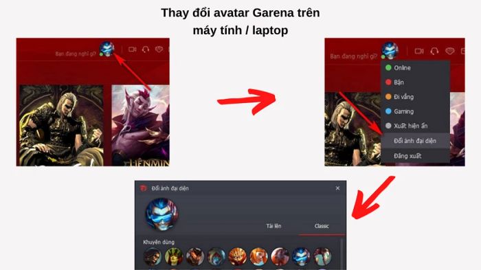 Cách thay đổi avatar Garena trên máy tính