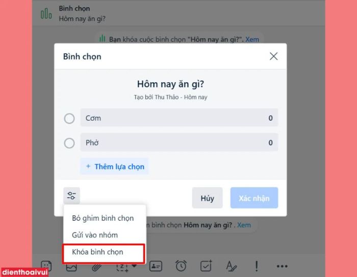 Hướng dẫn khóa bình chọn Zalo trên máy tính - Bước 2