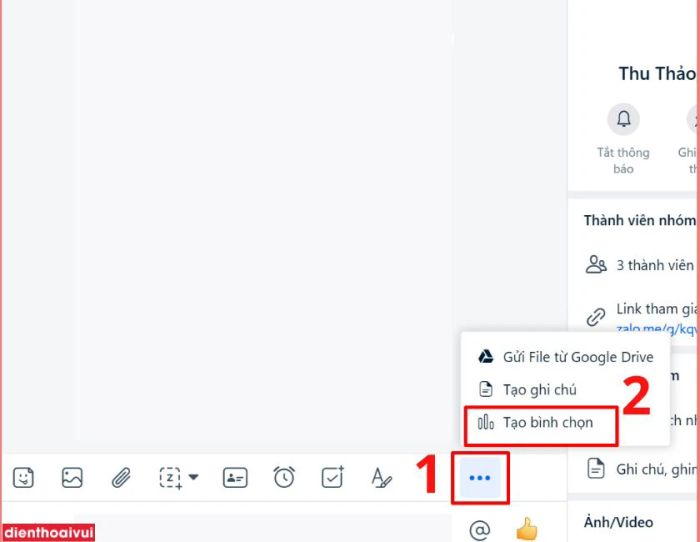 Cách thực hiện bình chọn trên Zalo trên máy tính - Bước 1