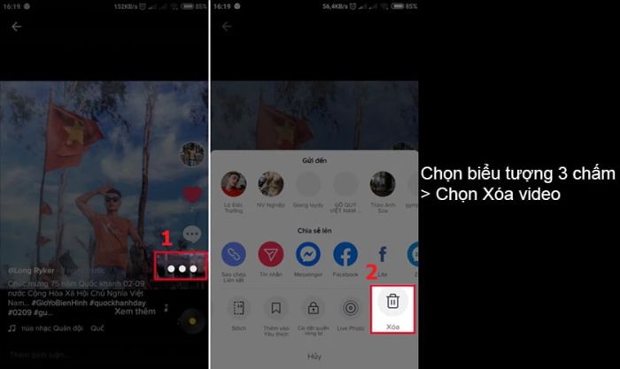 Nhấn vào biểu tượng ba chấm ngang