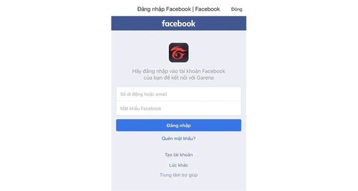 Liên kết tài khoản Facebook với tài khoản Garena