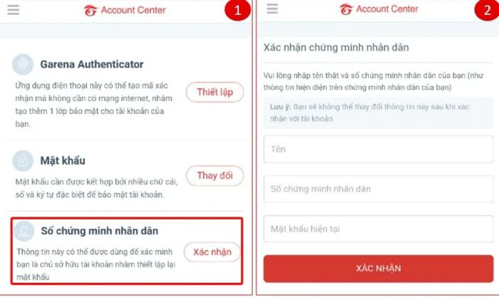 Thay đổi số điện thoại liên kết với tài khoản Garena