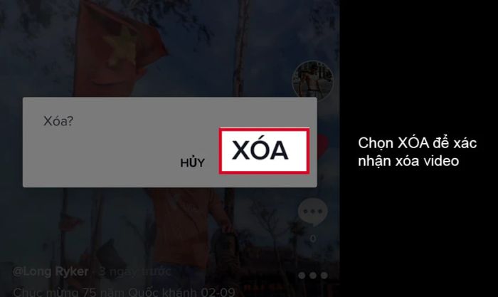 Chọn mục 'Xoá' (biểu tượng thùng rác)