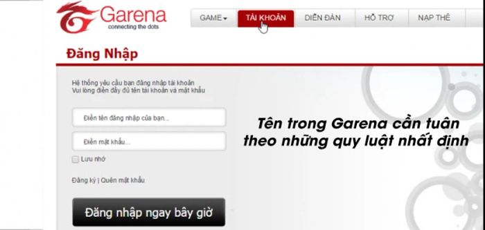 Hướng dẫn cách tạo tên đăng nhập trong Garena