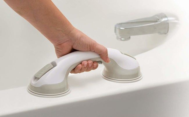 A handle stuck to the tub.
