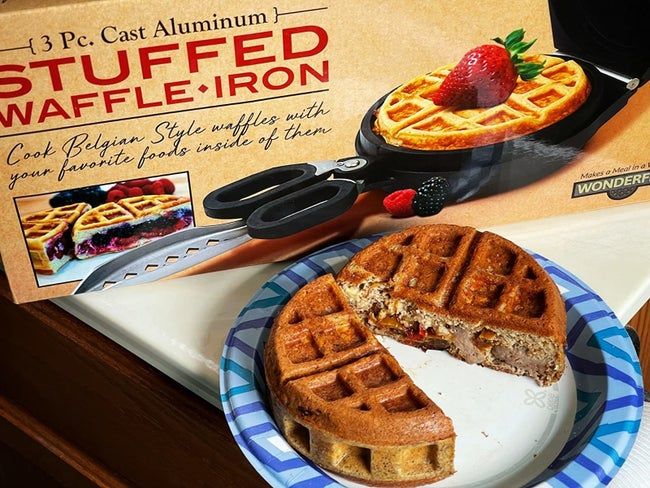 A reviewer's take on a stuffed waffle.