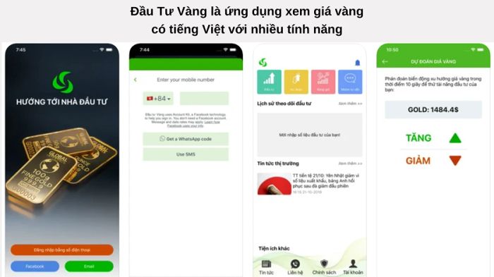 Cách kiểm tra giá vàng trên điện thoại smartphone thông qua ứng dụng Đầu Tư Vàng.