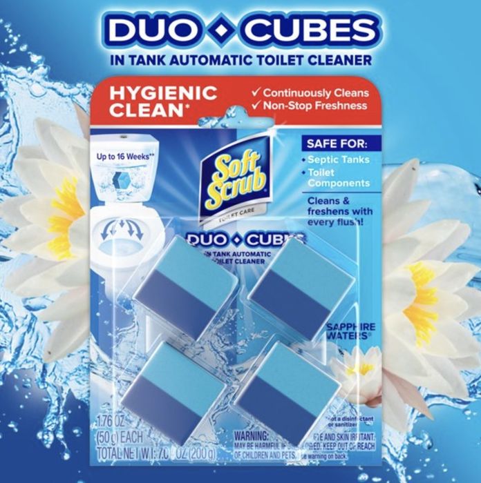 A pack of Duo Cubes, the simple solution for a sparkling toilet bowl
