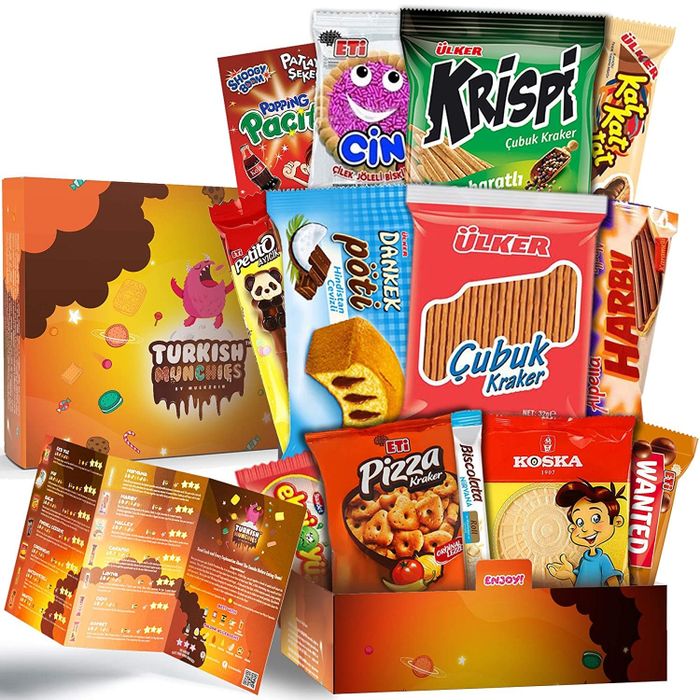A collection of snacks, including crackers, cakes, and cookies.