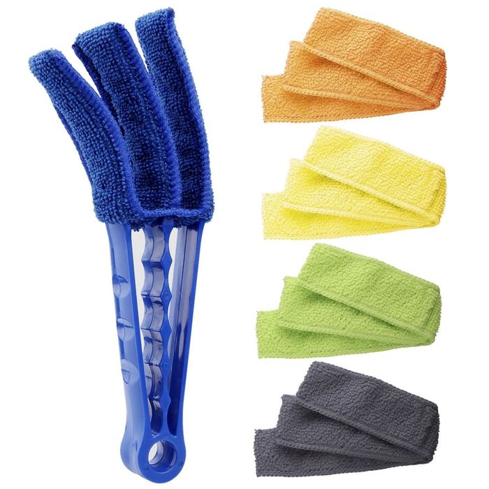 A three-prong cleaner with five sets of microfiber cloths