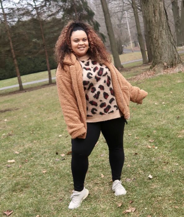 Mytour editor rocking the tan teddy jacket