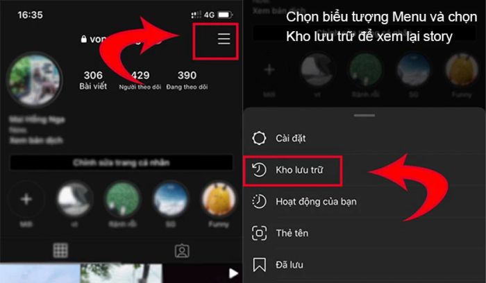 Chọn mục Kho lưu trữ