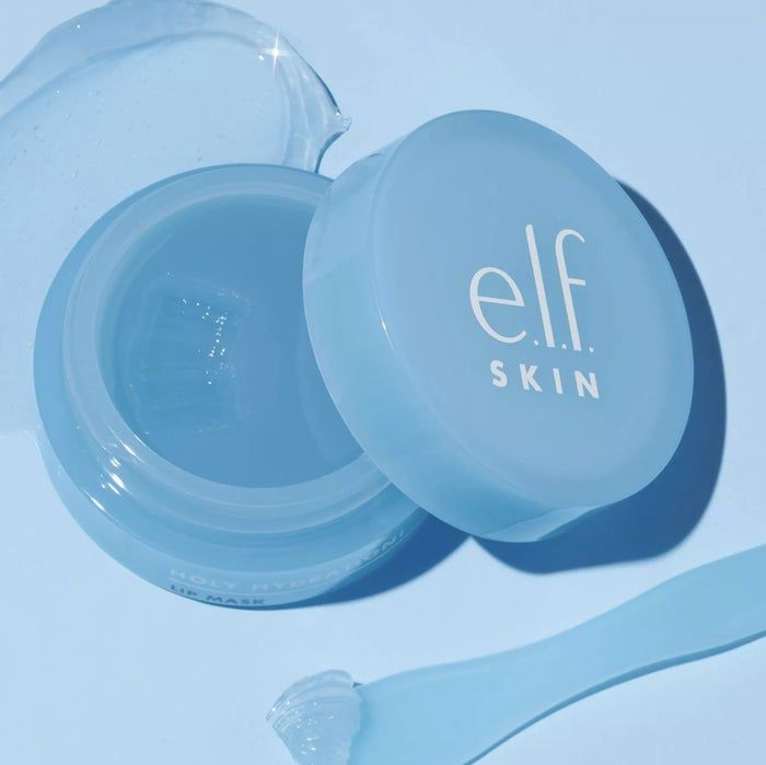 Jar of e.l.f. skincare product open with a dollop of cream beside it
