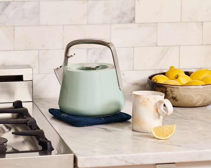 A kettle placed on a kitchen counter
