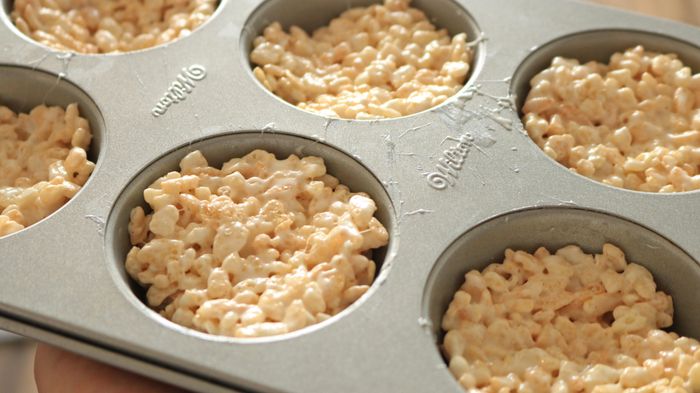 Prepare Rice Krispies Treats in a cupcake tin for an easy, individual serving size.