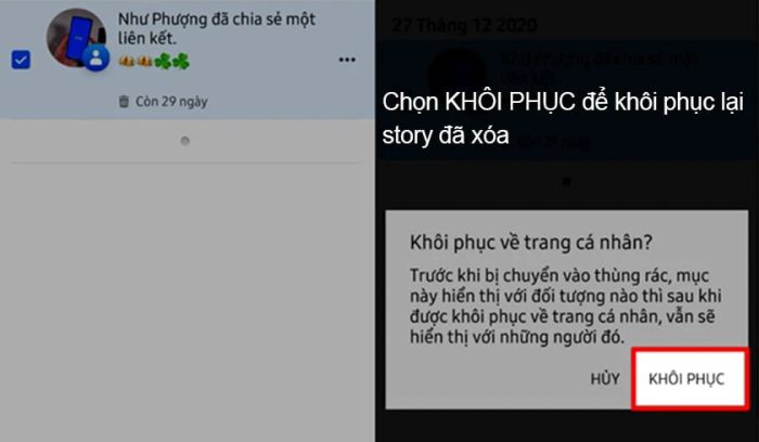 Hướng dẫn khôi phục story đã xóa trên Facebook bằng điện thoại