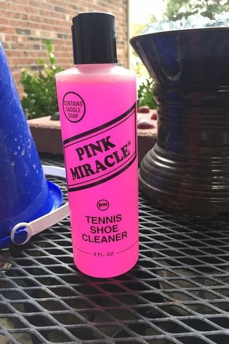 a pink bottle of