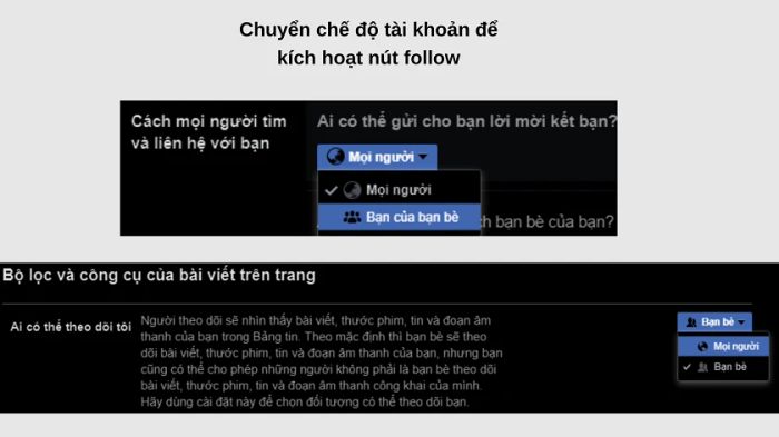 Hướng dẫn bật chế độ theo dõi trên Facebook bằng laptop