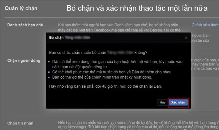 Hướng dẫn bỏ chặn bạn bè trên Facebook qua trình duyệt web máy tính