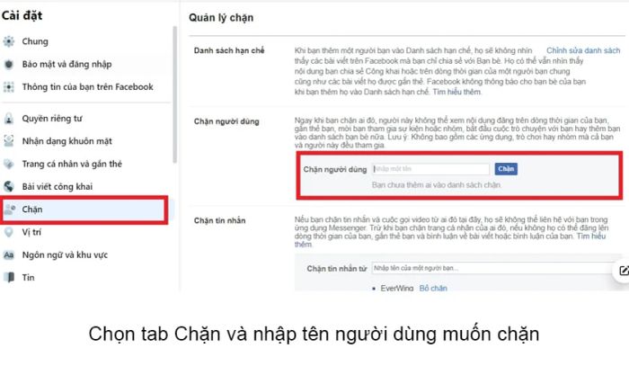 Chặn bạn bè trên Facebook qua trang web trên máy tính