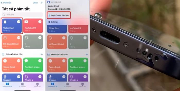 Nhấn chọn Begin Water Ejection