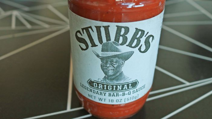 A close-up of a Stubb's barbecue sauce bottle