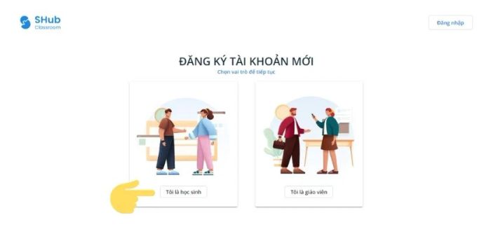 shub.edu.vn đăng ký tài khoản cho học sinh