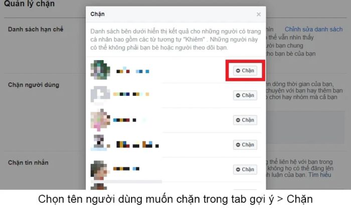 Chặn bạn bè trên Facebook qua trang web Facebook trên máy tính