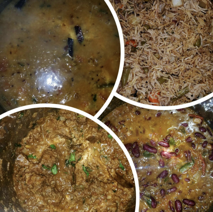 A reviewer’s photo showcasing dishes like rice and beans prepared with the Instant Pot