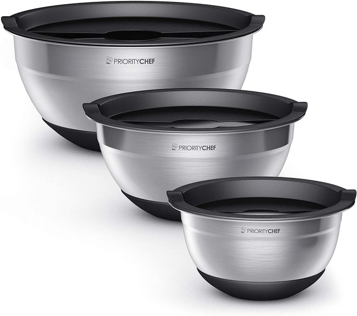 The set of stainless-steel bowls