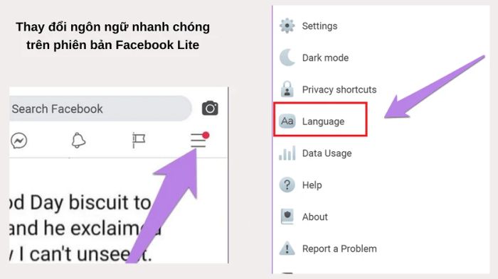 Hướng dẫn thay đổi ngôn ngữ trên nền tảng Facebook Lite