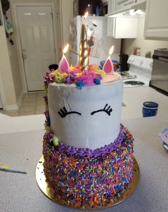 A reviewer’s imaginative unicorn cake, a whimsical dessert masterpiece.